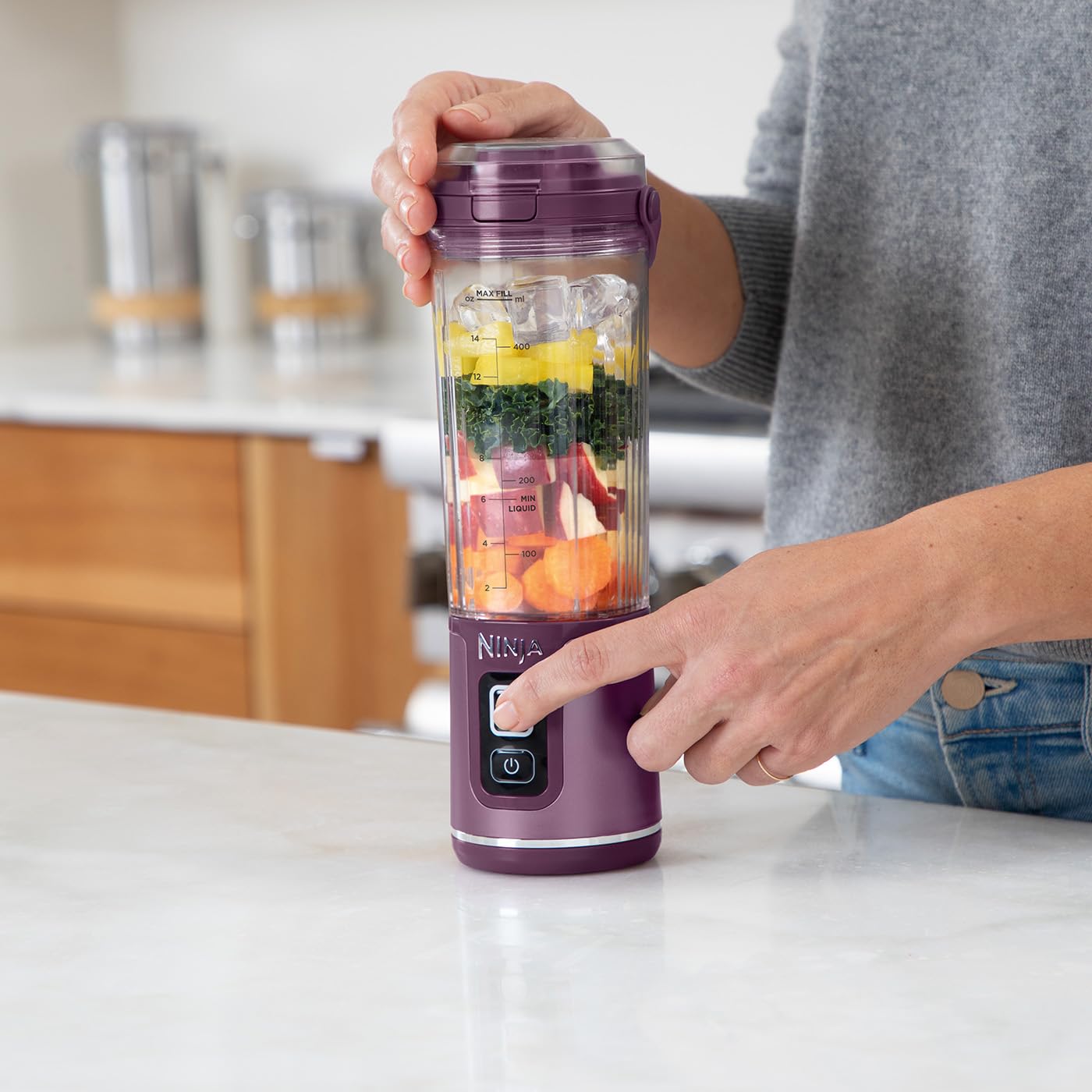 Ninja Blast Portable Mixer/Blender/Smoothie Maker, 530ml Cup, Purple - BC151EUPR