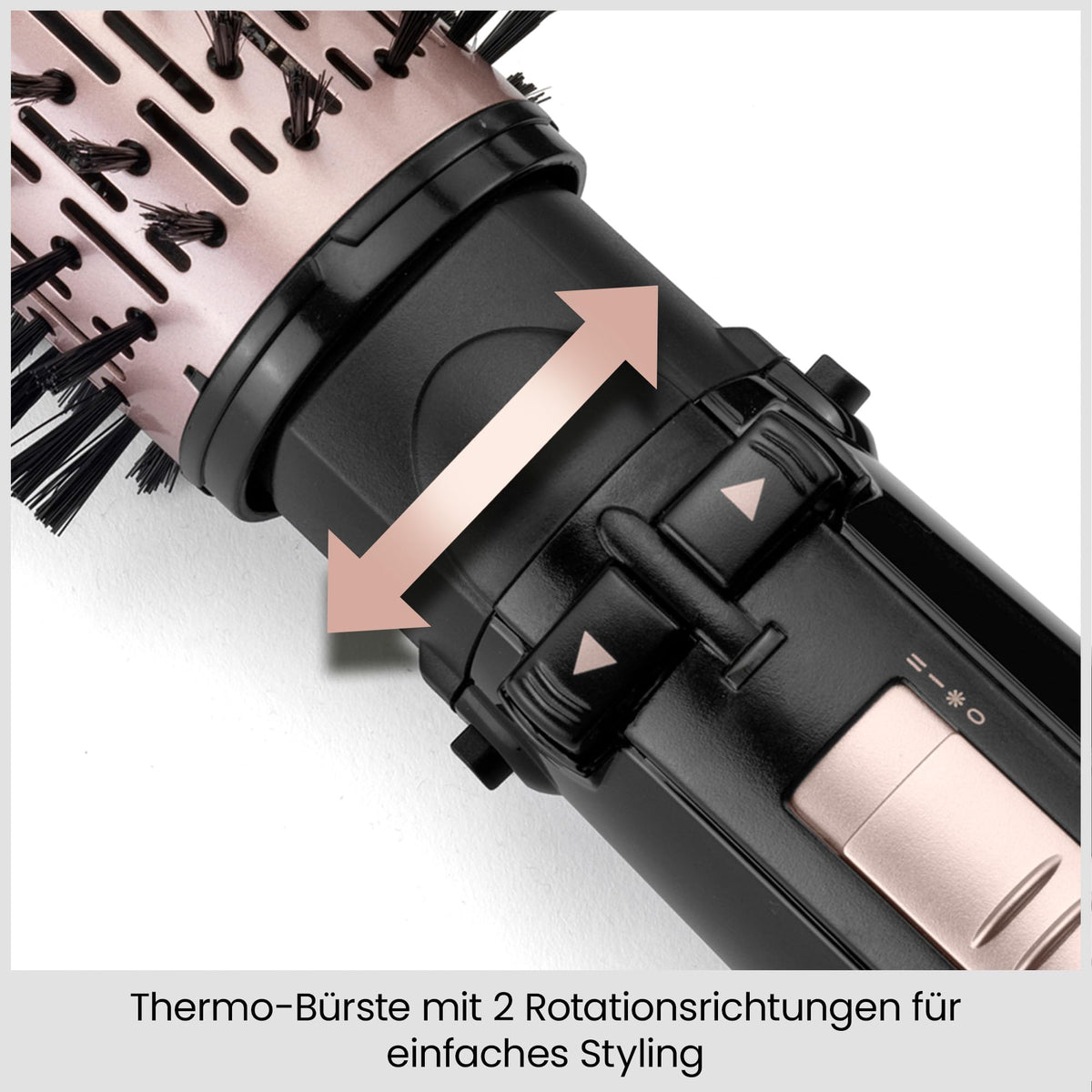 BaByliss Dry, Straighten and Style - Perie rotativă cu aer cald, 1000W, uscător cu perie rotundă cu ioni, cu 4 accesorii pentru uscare, îndreptare și crearea volumului, Negru, AS200E