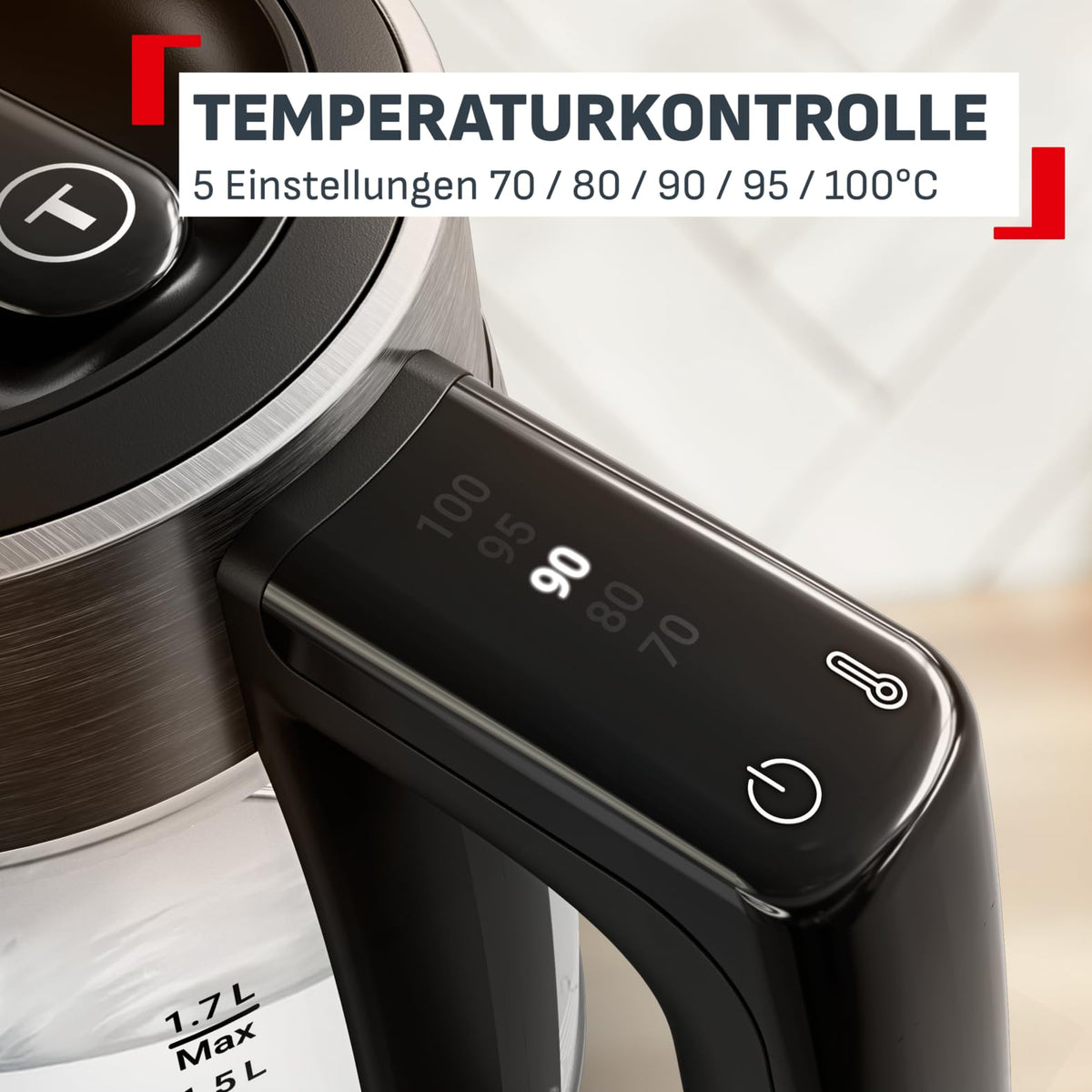Tefal Express fierbător electric, 1,7 L, control prin mână, afișaj colorat - KO760DE0