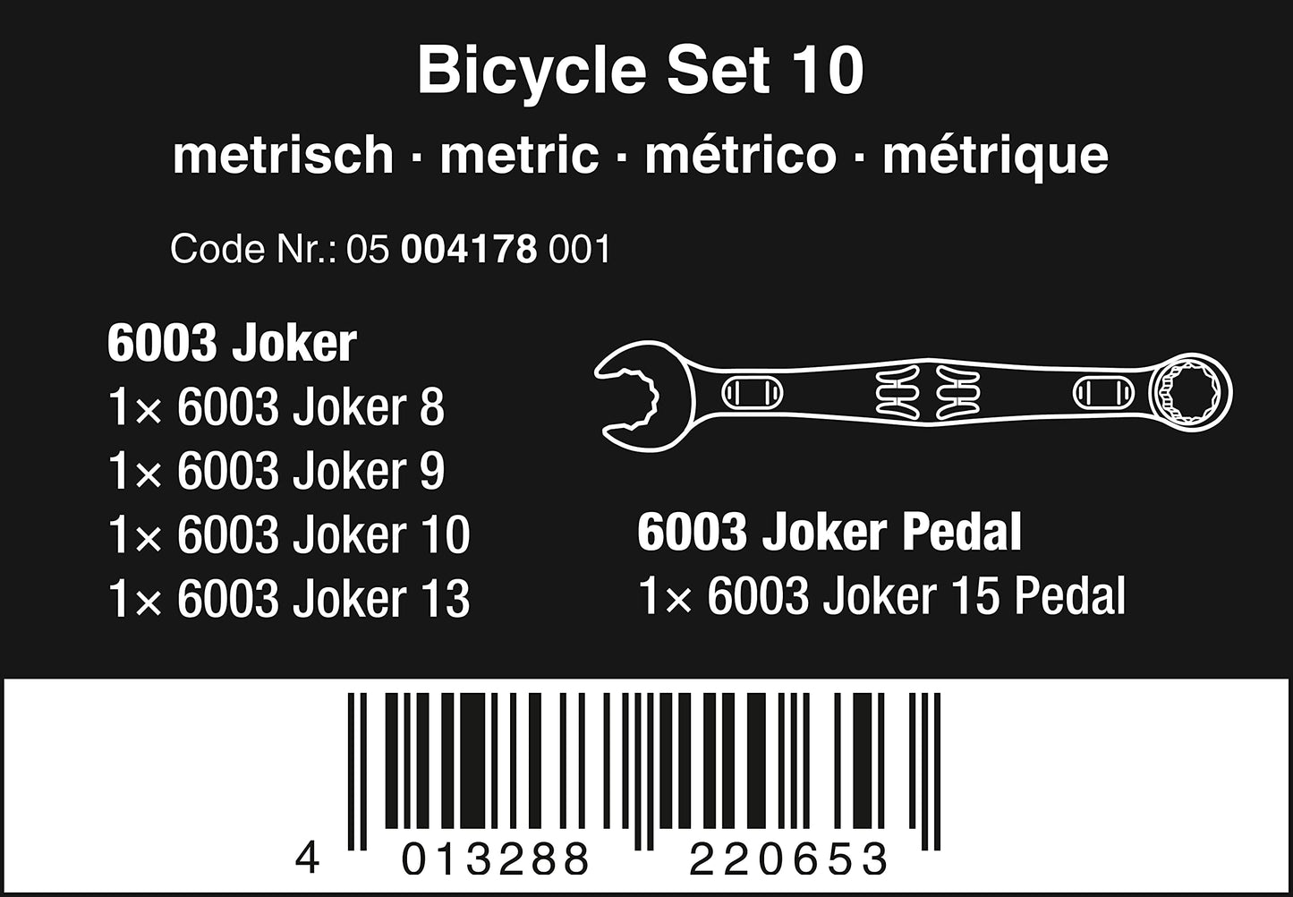 Wera 05004178001 Bicycle Set 10, combination wrench set, 5 pieces