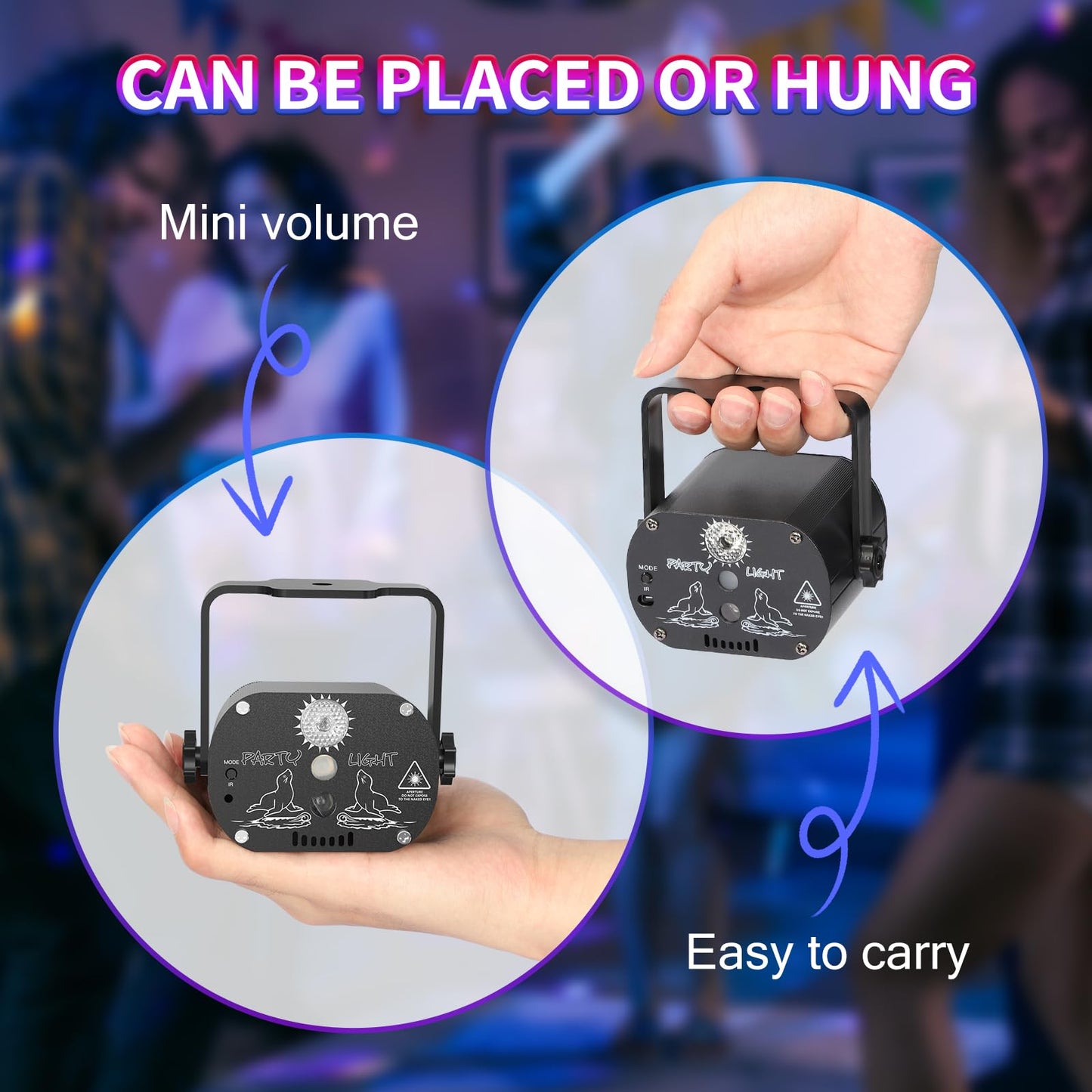 Tyonto Wireless Disco Ball Party Light 4500 mAh Battery Music Controlled Disco Light Party Light 60 Different Patterns Strobe Effect with Remote Control and 2M USB (Battery Version, Black) - 60-BT