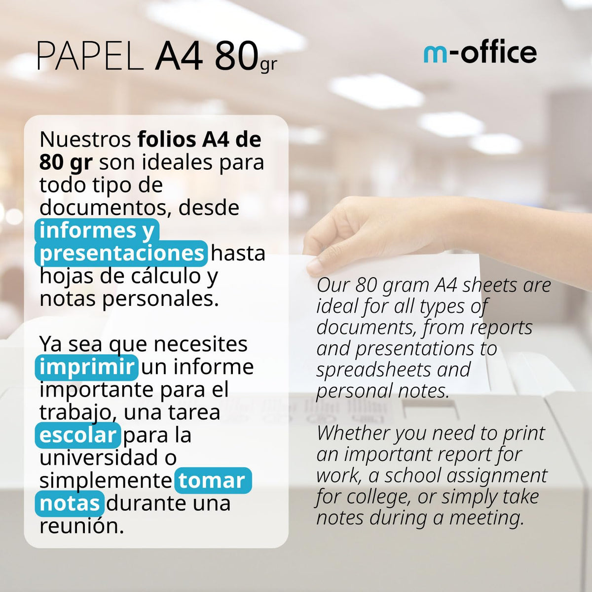 Hârtie multifuncțională HYBRITE A4 pentru imprimante 80g (4000 coli - 8 pachete) - COM0249