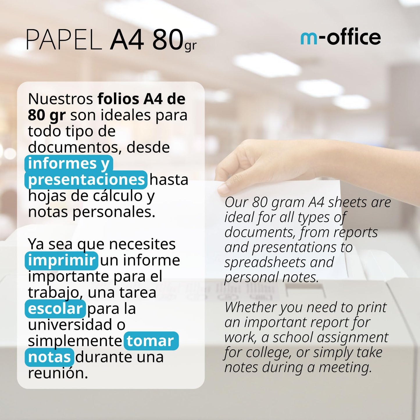 HYBRITE Multipurpose A4 Paper for Printers 80g (1500 Sheets - 3 Packs) - COM0247