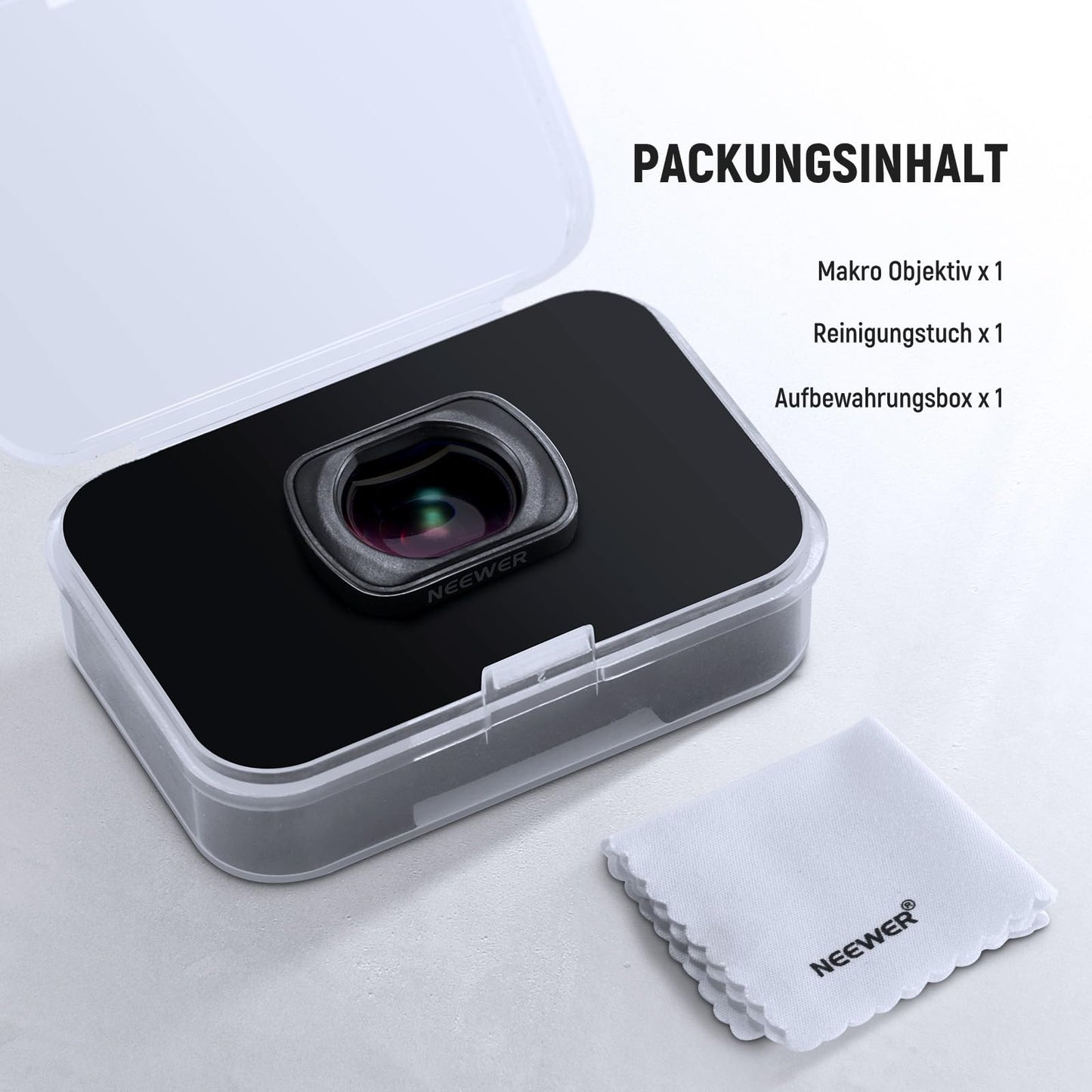 NEEWER 2x macro lens compatible with DJI Osmo Pocket 3 / Pocket 4 / Xtra Muse, HD macro lens with 3 lenses in 3 groups and magnetic attachment, do not stack filters, LS-64