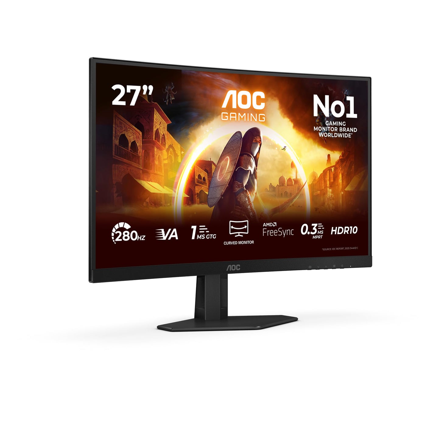 AOC C27G4ZXE 27 inch curved, FHD gaming monitor, 280Hz, Fast VA panel, 1ms GtG, HDR10, FreeSync Premium, (1920x1080 HDMI 2X 2.0 DP 1x 1.4) black