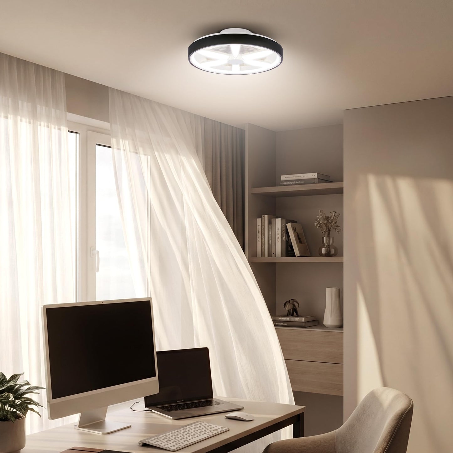 BRILONER - LED ceiling fan with lighting, remote control, DC motor, 5 speeds, RGBIC, CCT, dimmable, lamp with fan, LED ceiling light, ceiling lamp fan, 48 cm, black - 3988015