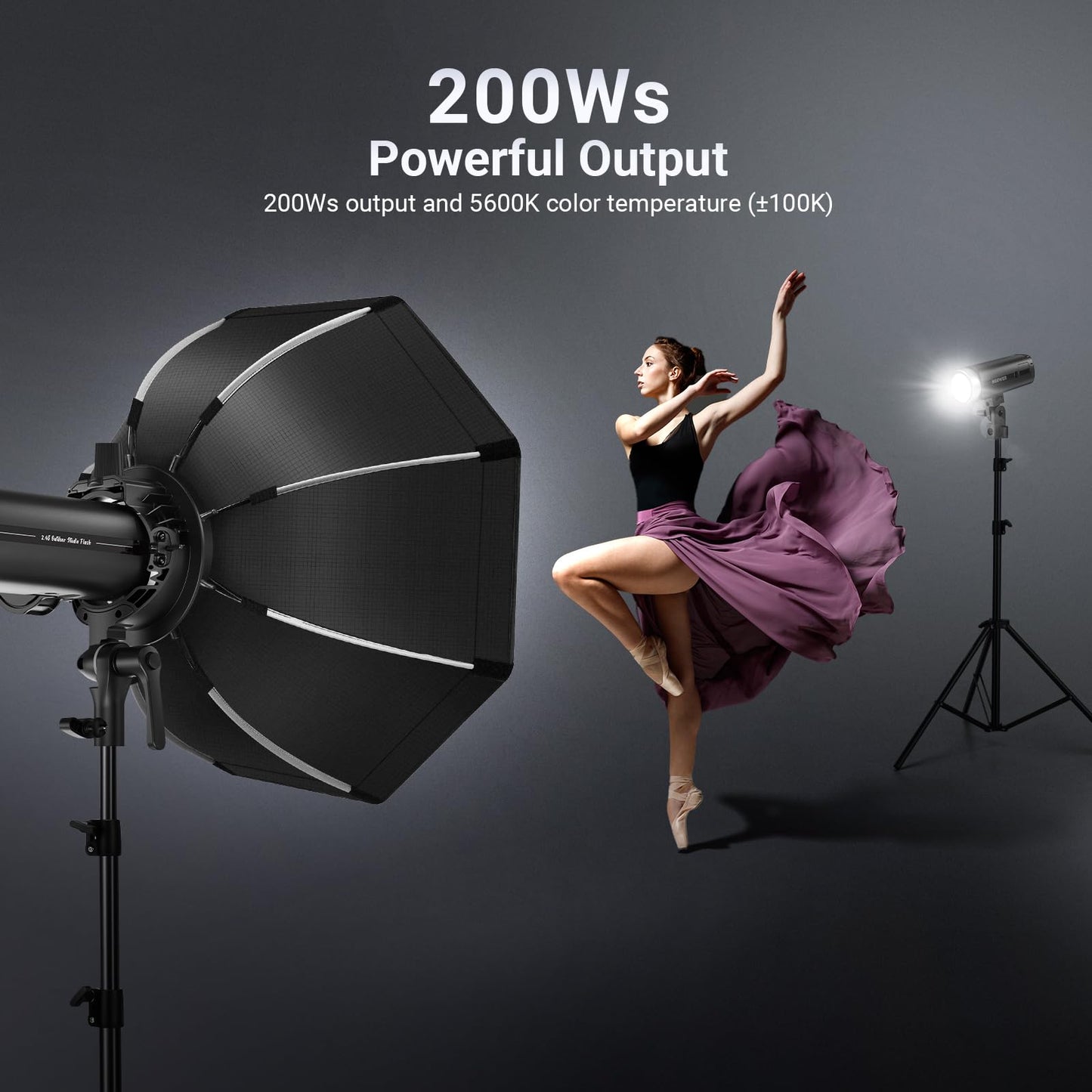 NEEWER 200Ws 2.4GHz TTL flash outdoor compatible with Godox, 1/8000s HSS, portable flash monolight for studio photography with modeling light, 3200mAh battery, 750 flashes, 1.5s charging time, Q200