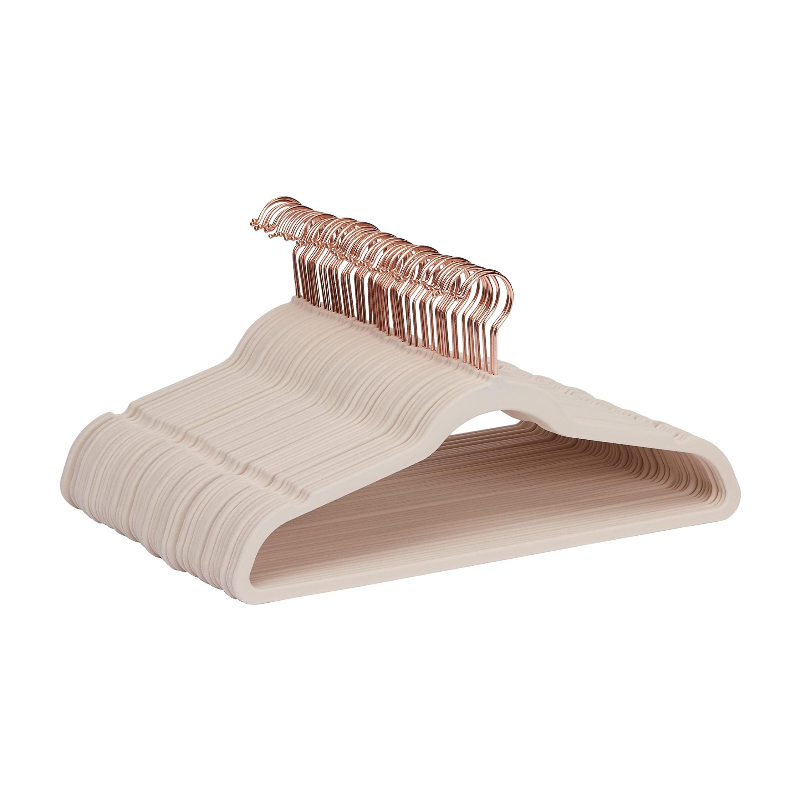 Amazon Basics Pachet de 50 umerașe subțiri din catifea, antiderapante, pentru costume, roz pudrat auriu - AH_vnv1004