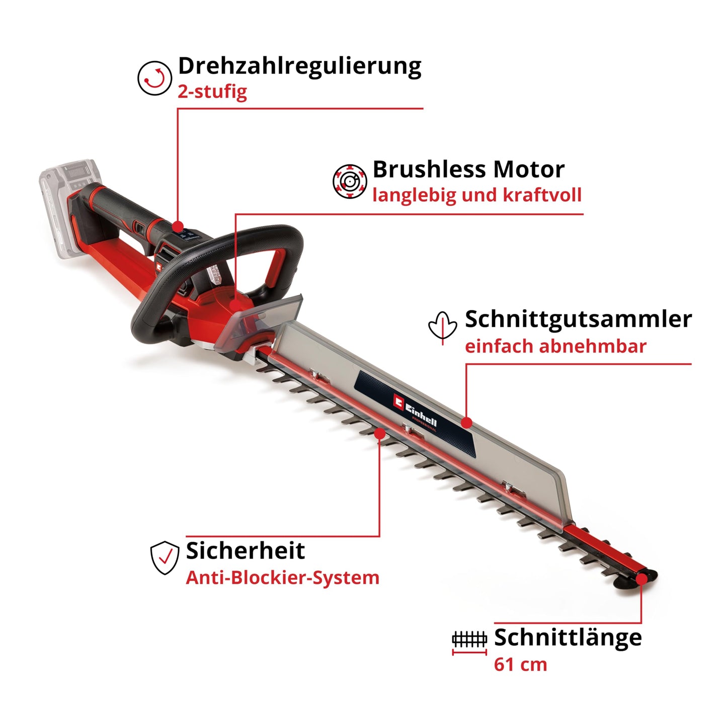 Einhell Professional cordless hedge trimmer GP-CH 18/61 Li BL-Solo Power - 3410935