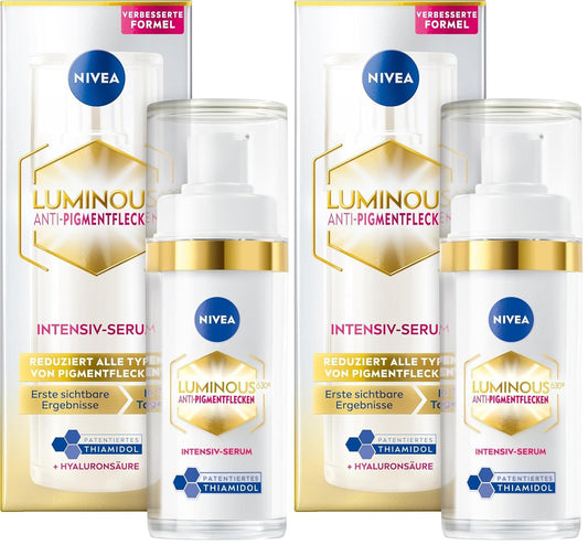 NIVEA LUMINOUS630 Anti-pigmentation spots intensive serum set of 2, facial care with thiamidol for a more even and radiant complexion, serum against pigmentation spots (2 x 30 ml) - 94429-01000-32