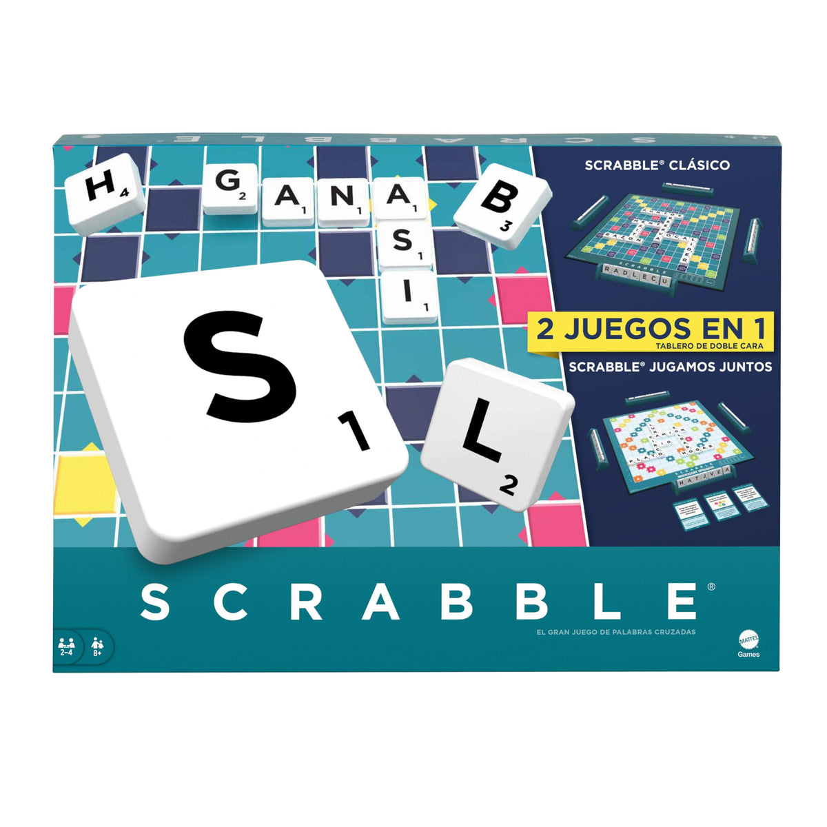 Mattel Games Scrabble Two in One, Version: Spanish, HXV99