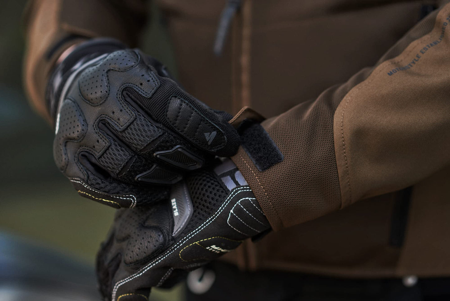 SHIMA OpenAir Motorcycle Jacket Men with Protectors AirForce Back Protector Motorcycle Jacket Summer Mesh Ventilated Textile Jacket Protective Jackets Protector Jacket Airy (Men, Brown, L) - OPENAIR