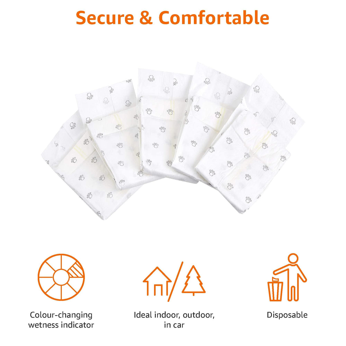 Amazon Basics Dog Diapers for Males, Size L, White, 50-Pack