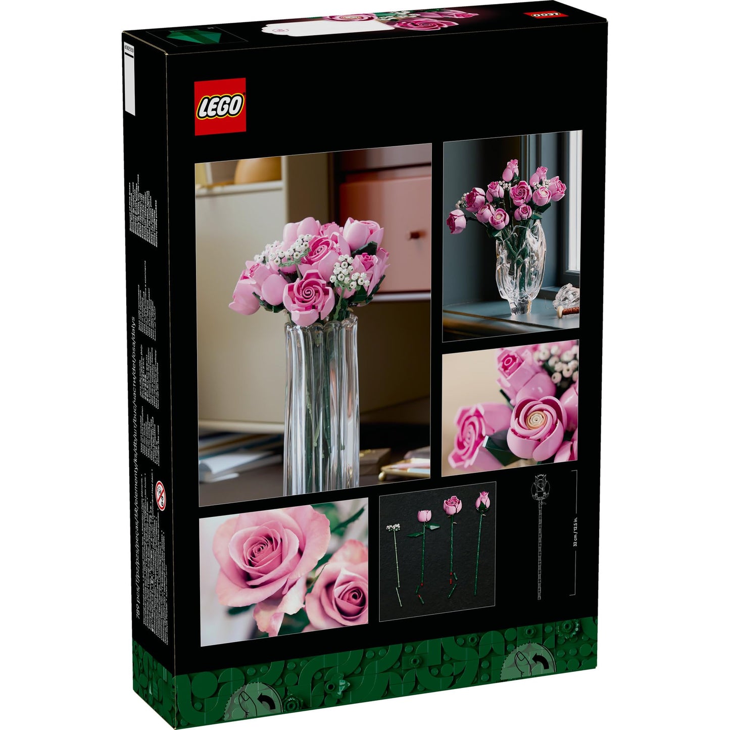 LEGO Botanicals Pink Rose Bouquet - Set of Artificial Flowers for Adults - 12 Artificial Roses & 4 Branches of Gypsophila as DIY Decoration - Gift Idea for Women - 10374