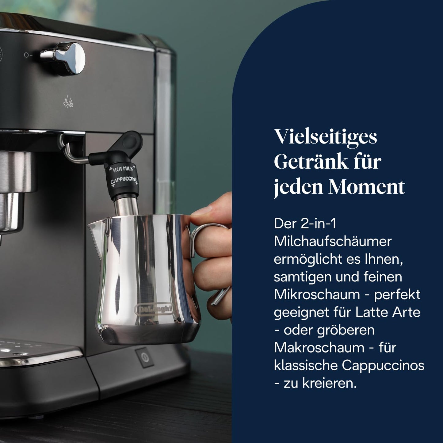 De'Longhi Dedica Style - Perfetto compact portafilter machine espresso machine with buttons, manual milk frother for espresso and cappuccino, ESE pad suitable, 15cm wide, black (EC685.BK) - 0132106170