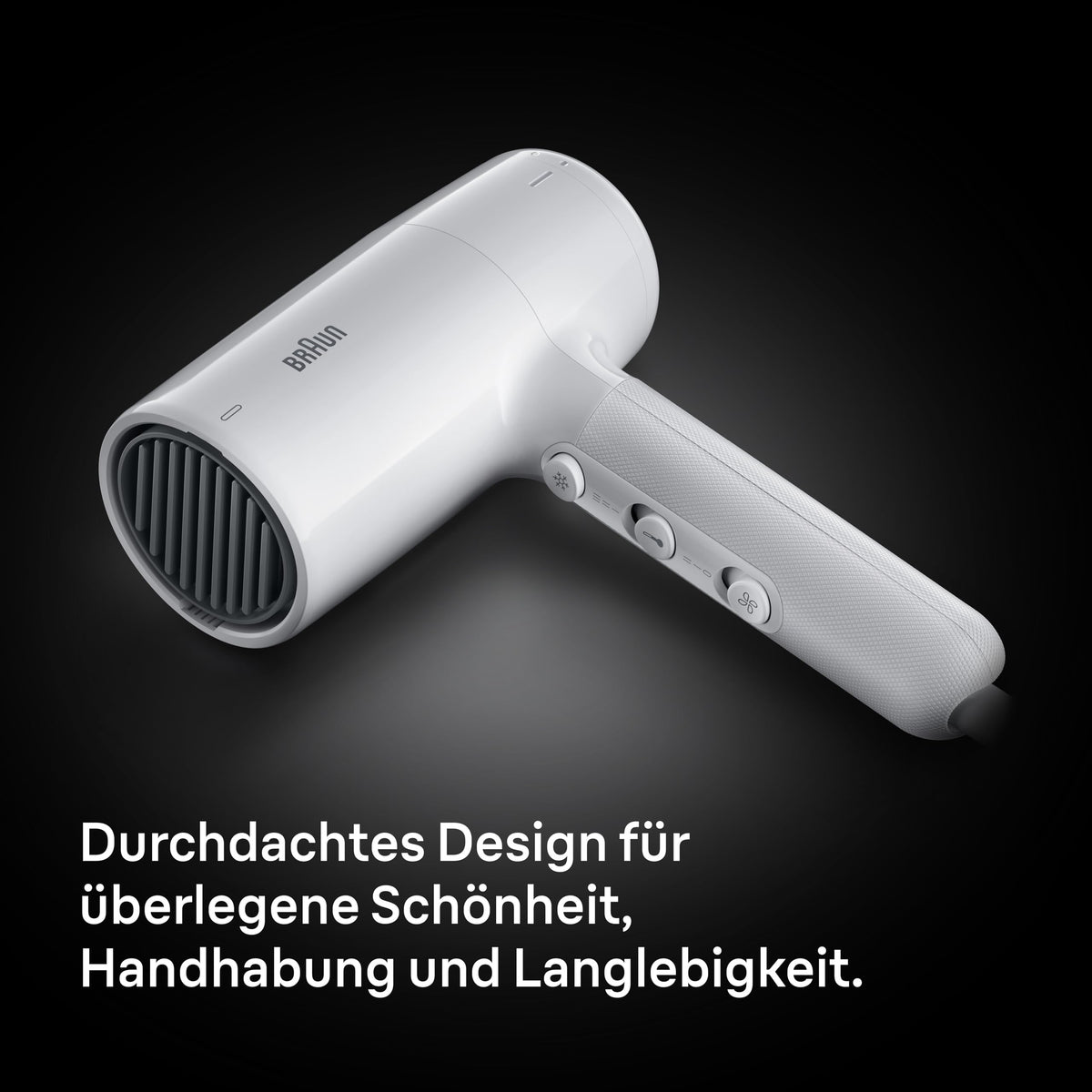 Braun Hair Dryer HD2.1 – Lightweight hair dryer with styling nozzle for all hair types, 2100 W, 3 heat settings and 2 speeds, White, BRHD210E