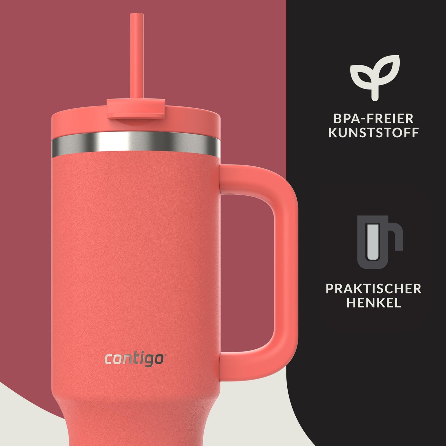 Contigo thermos bottle 1200 ml with handle and straw | Stainless Steel Insulated Thermal Drinking Bottle with Lid | Cools for 29 hours | Travel Mug | Thermo mug | - 2217787