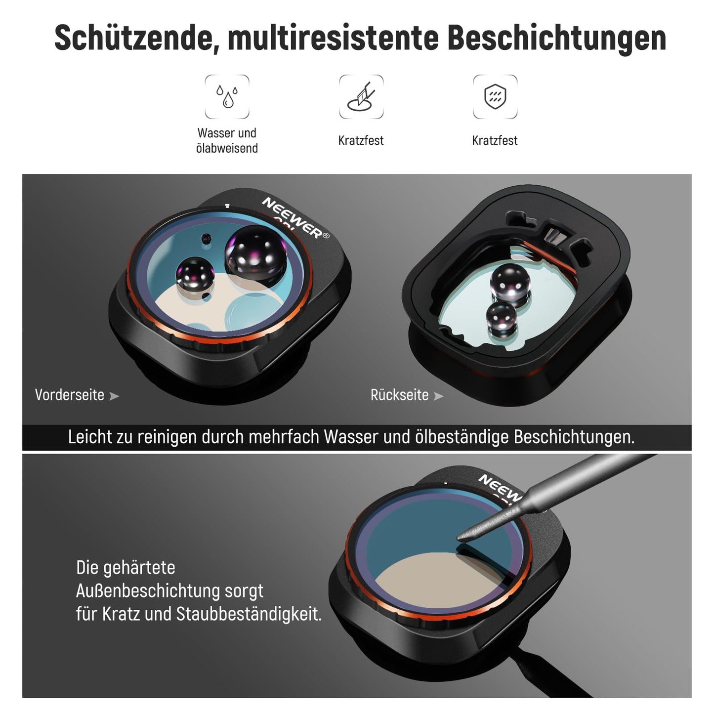 NEEWER ND/PL filter set compatible with DJI Mini 4 Pro, 6 pieces UV CPL ND8/PL ND16/PL ND32/PL ND64/PL polarizer neutral density drone lens accessories, multi-coated HD optical glass/aluminum frame - 10103132