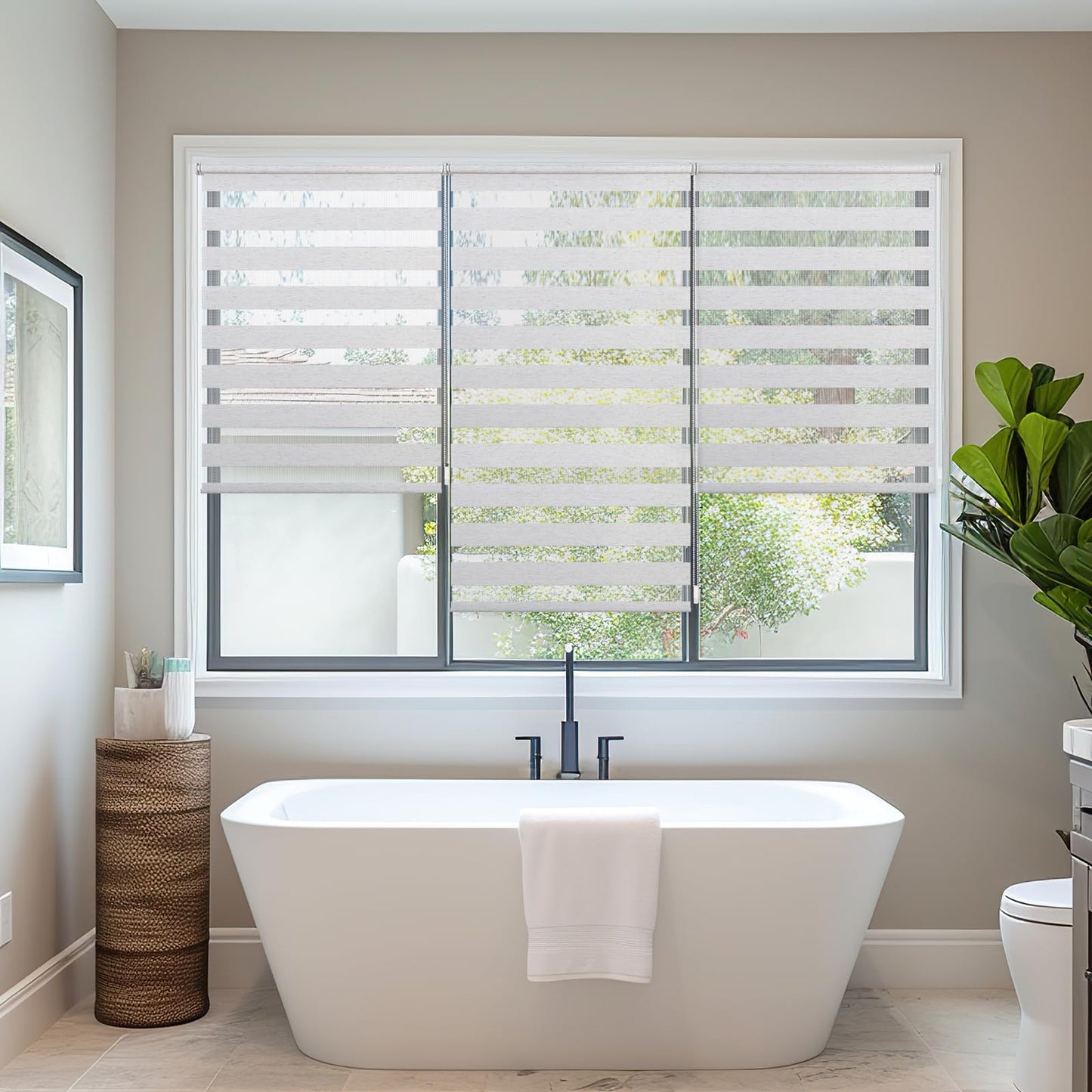 Sekey double roller blind Klemmfix without drilling for windows, double roller blind 80 cm wide, duo roller blind sun protection, 80x210cm, linen - BL-2441