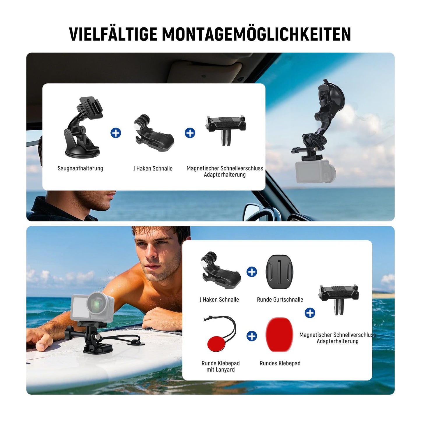 NEEWER 35 in 1 Action Camera Pro Accessory Set Compatible with DJI Osmo Action 5 Pro 4 3 GoPro, Quick Release Adapter Mount for Diving Hiking Motorcycling Mountain Biking Ski Surfing Vlog, GP-51 - 10105301