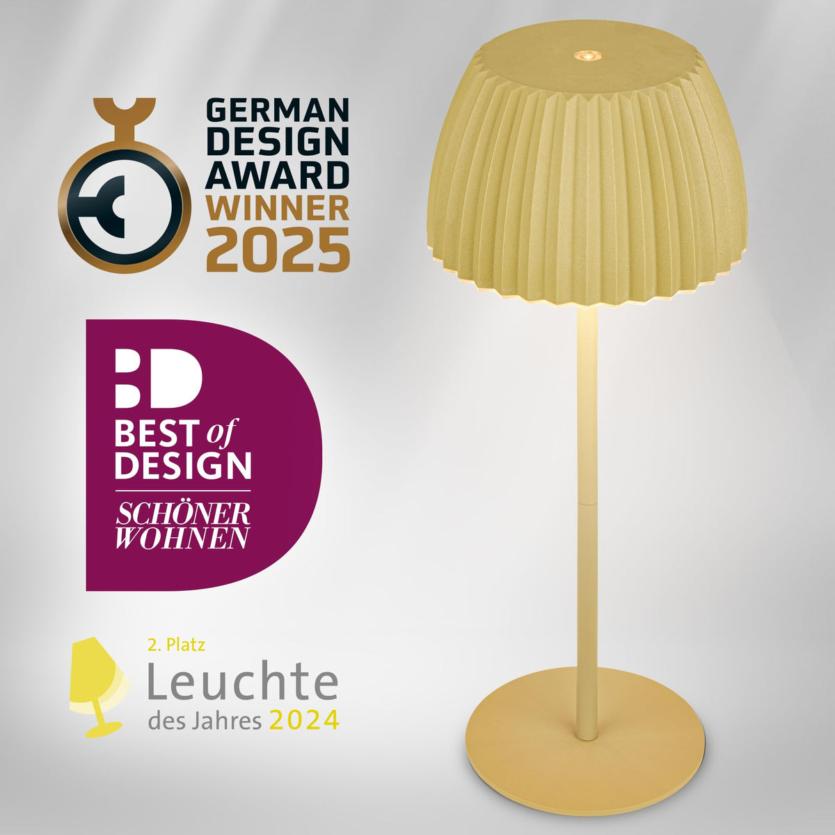 BRILONER - Riffle LED Table Lamp Wireless IP44 with Light Edge, Touch Dimmer, Replaceable Battery, Nightstand Lamp, Reading Lamp, LED Lamp, Battery Lamp, German Design Award Winner 2025, 14.5x36.5 cm, Green - 7553019