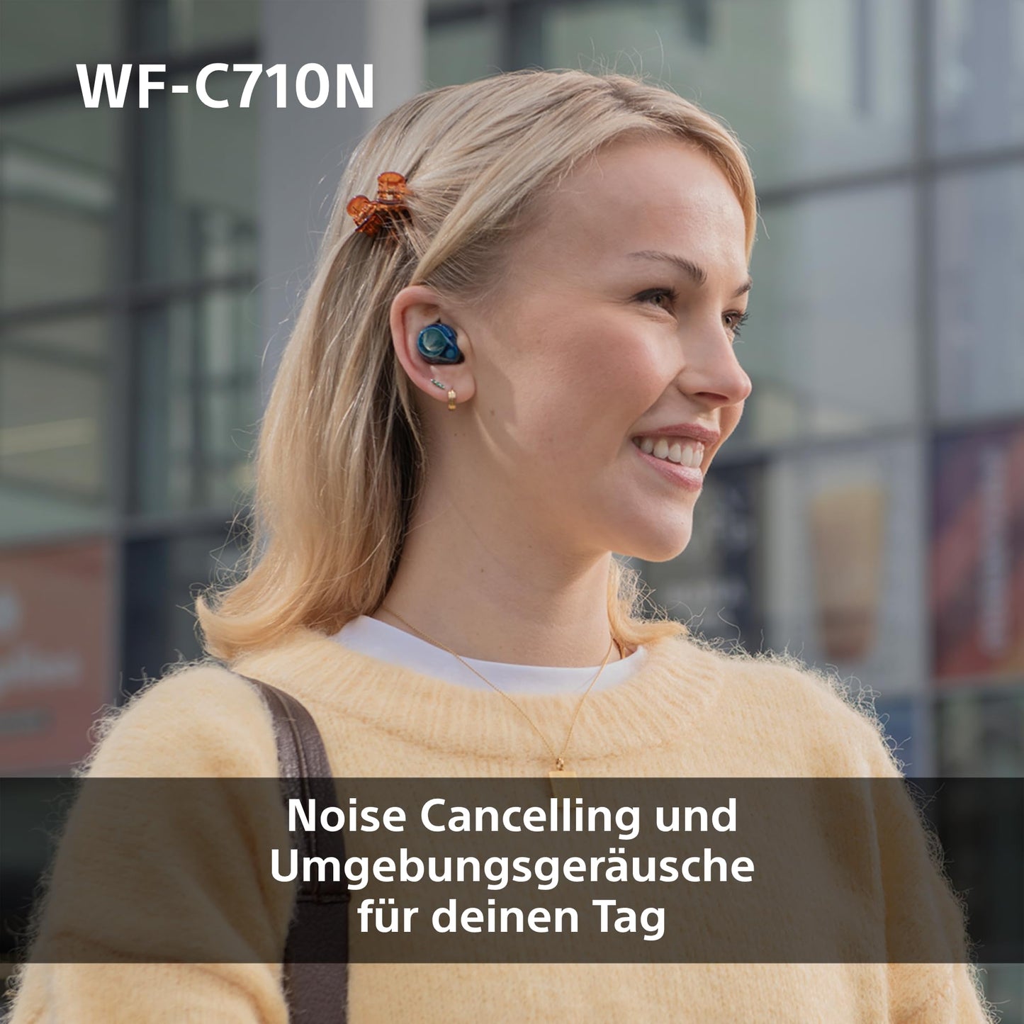 Sony WF-C710N - Truly Wireless Noise Canceling Earphones, lightweight, touch operation, multipoint connection, IPX4, up to 40h battery, quick charging, iOS and Android compatible, Glass Blue - WFC710NL.CE7