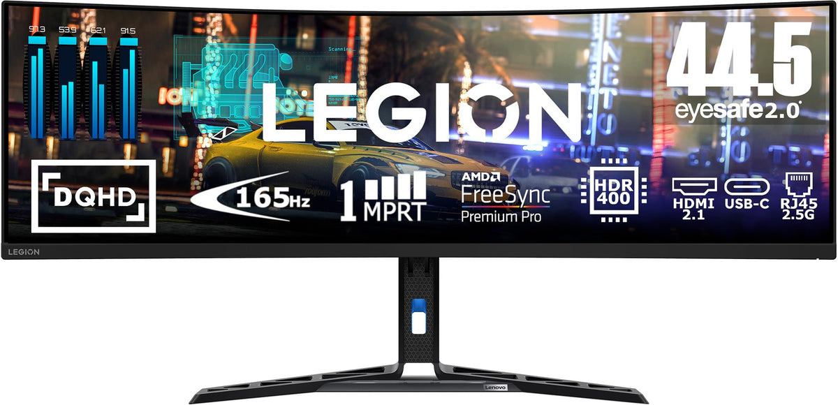 Lenovo R45w-30 Gaming Monitor | 44.5 inches | DQHD | 5120x1440 | 165Hz | 450 nits | 1ms response time | HDMI | DP | AMD Radeon FreeSync | black - 67B1GAC3EU