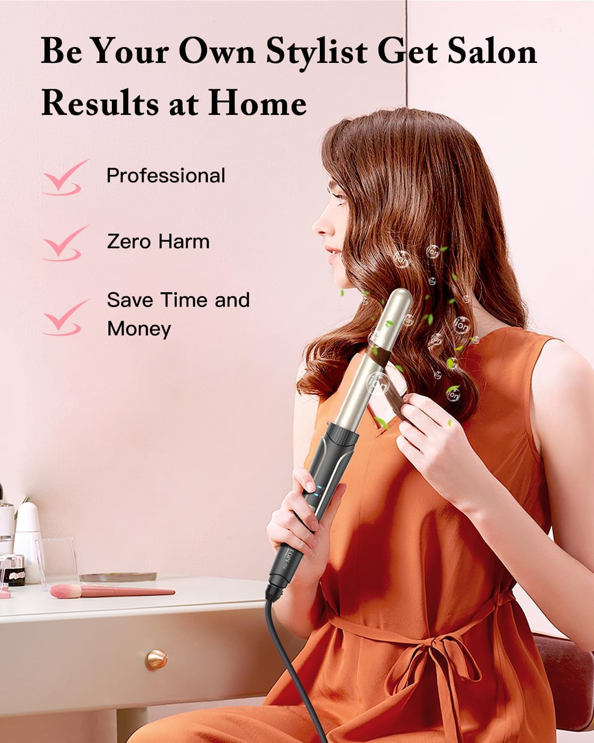 Curling iron set 5 in 1 wave iron - curling irons 3 barrels for large no curls ceramic hair curlers with various attachments temperature adjustment quick heating with glove and 2 clips - MD-J18