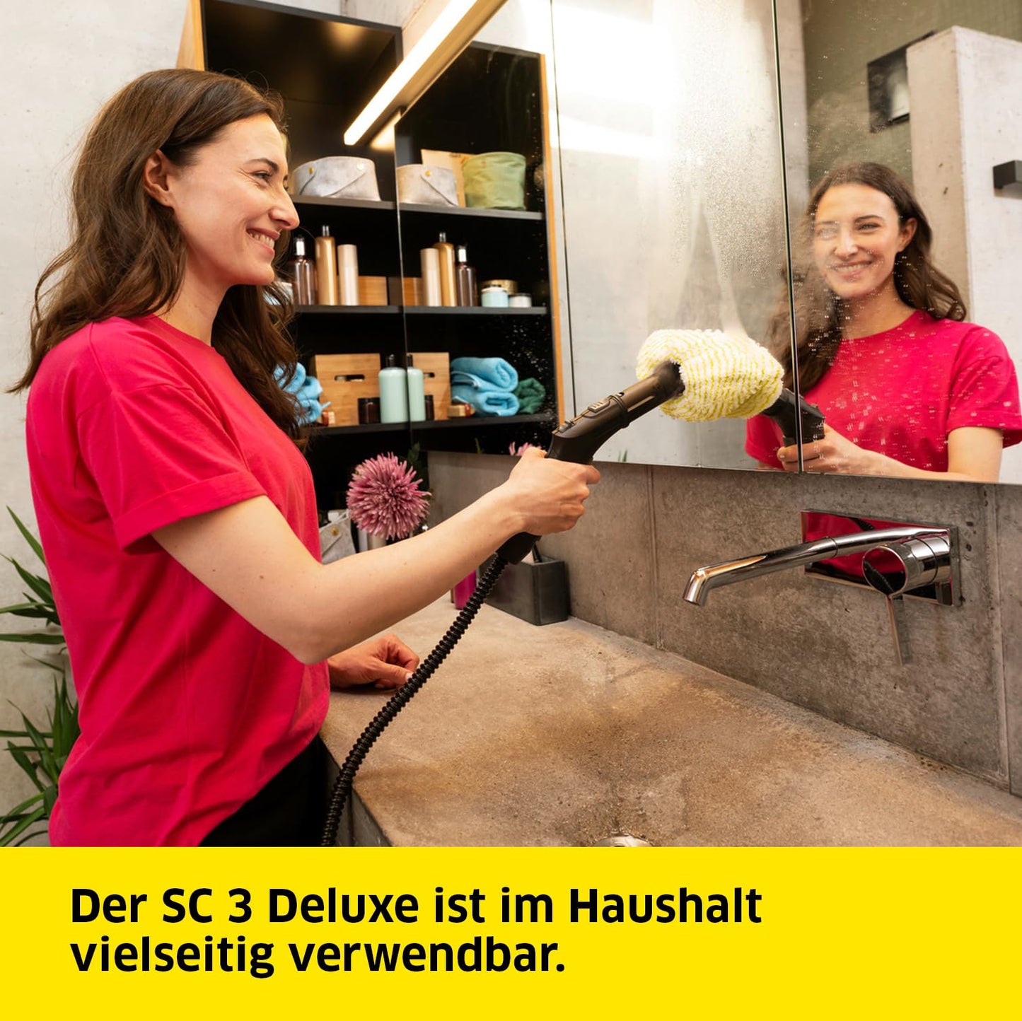 Kärcher steam cleaner SC 3 Deluxe, steam pressure: 3.5 bar, heating time: 30 s, power: 1,900 W, area performance: 75 m², tank: 1 l, with floor cleaning set, microfiber cover, nozzles and round brush, white - 1.513-430.0
