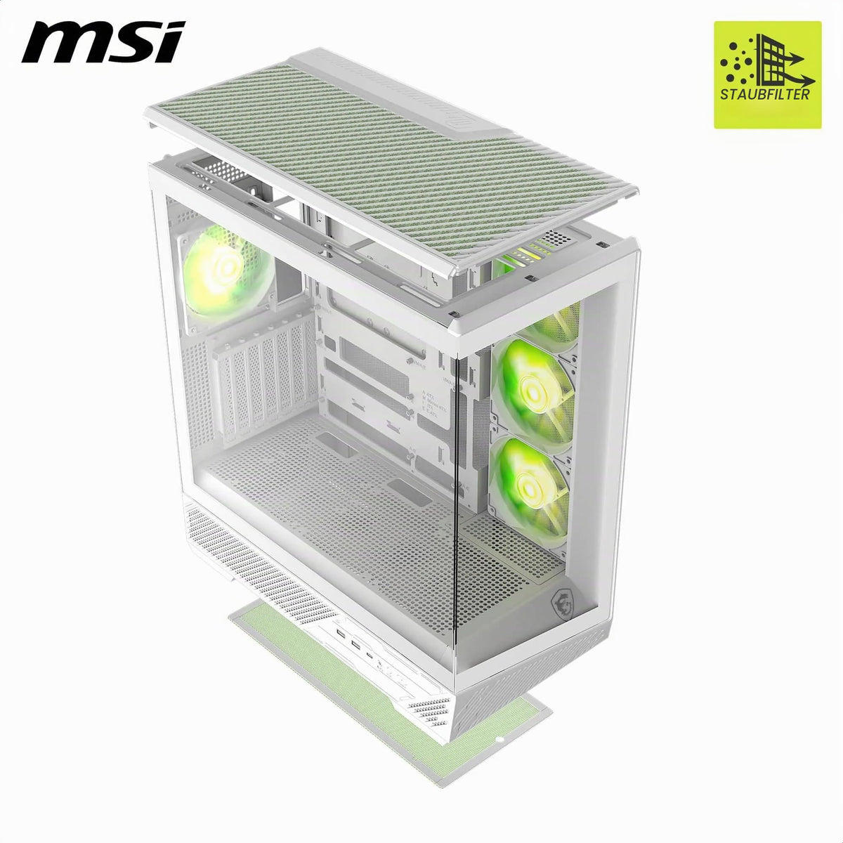 MSI MAG PANO 130R PZ White - Mid-Tower Gaming PC Case - 306-7G32W21-HH9