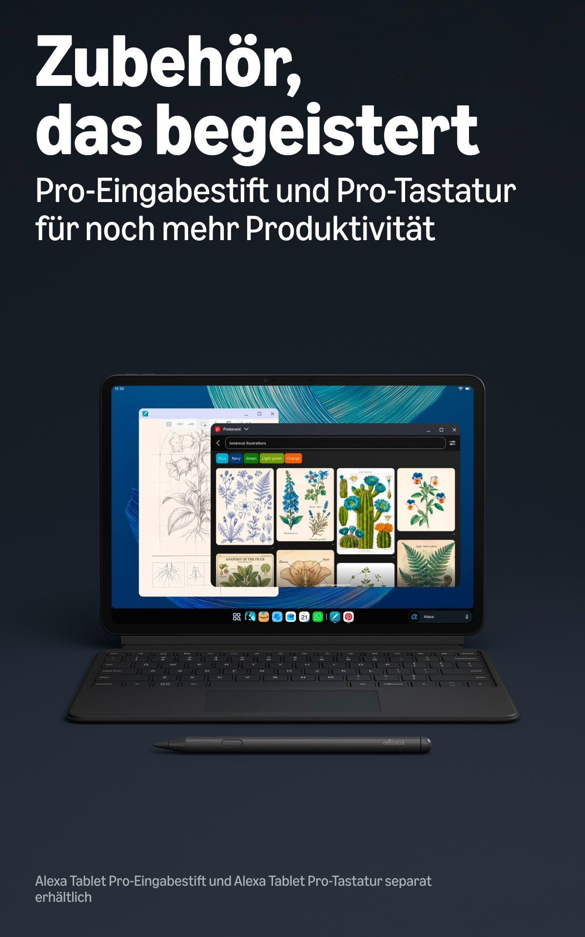 Noul tablet Amazon Alexa 12 Pro, 16 GB RAM, 256 GB, display Nanomatte de 12 inch cu 2,8K, baterie pentru întreaga zi, cu Google Play, dezvoltat pentru Alexa+, culoare grafit. - SP24NE
