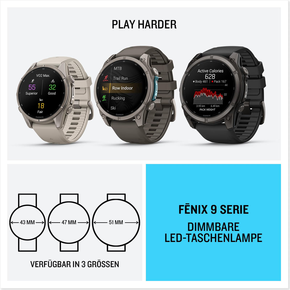 Garmin Fenix 9, 47 mm, GPS-Multisport-Smartwatch, Kieselgrau/Titan - 010-04762-01