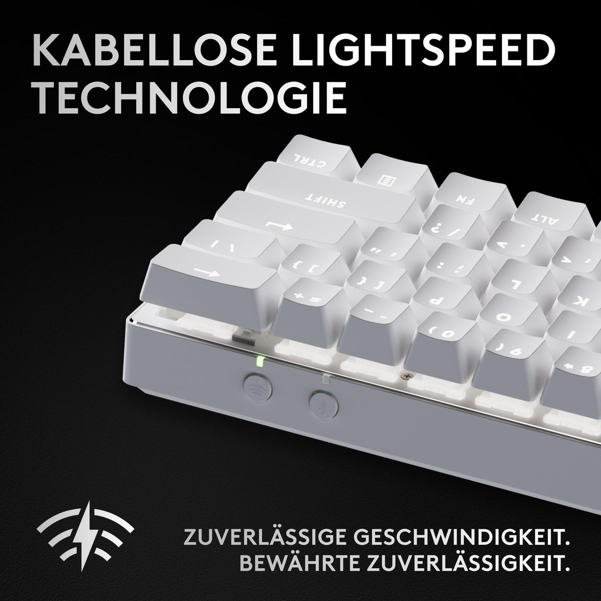 Logitech G PRO X 60 Lightspeed tastatur de gaming fără fir, tastatură mecanică ultra-compactă 60%-TKL, LIGHTSYNC RGB, capace de taste Doubleshot-PBT, tactile optice, Windows PC, QWERTZ DE - Alb - 920-011924
