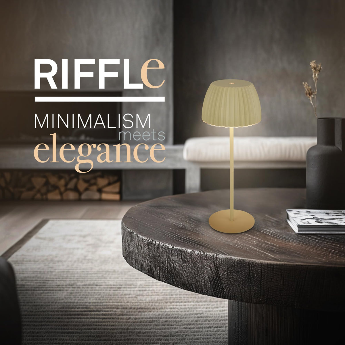 BRILONER - Riffle LED Table Lamp Wireless IP44 with Light Edge, Touch Dimmer, Replaceable Battery, Nightstand Lamp, Reading Lamp, LED Lamp, Battery Lamp, German Design Award Winner 2025, 14.5x36.5 cm, Green - 7553019