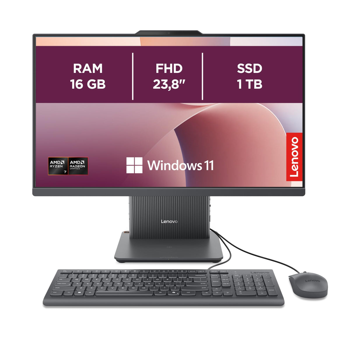 Lenovo IdeaCentre All-In-One | 23.8" FHD Display | Ryzen 7 250 | 16GB | 1TB - F0JC001DGE