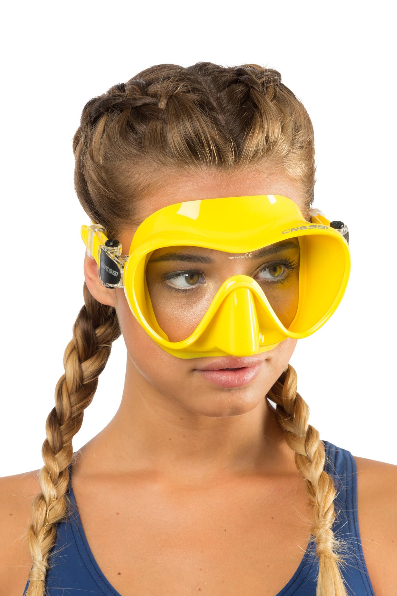 Cressi Frameless Diving Mask F1 - Fog-free Glass Lens, Diving Goggles - Ergonomic Silicone Rim, Snorkel Mask - Dry Snorkel & Snorkel Set - Yellow - Mask - ZDN281010
