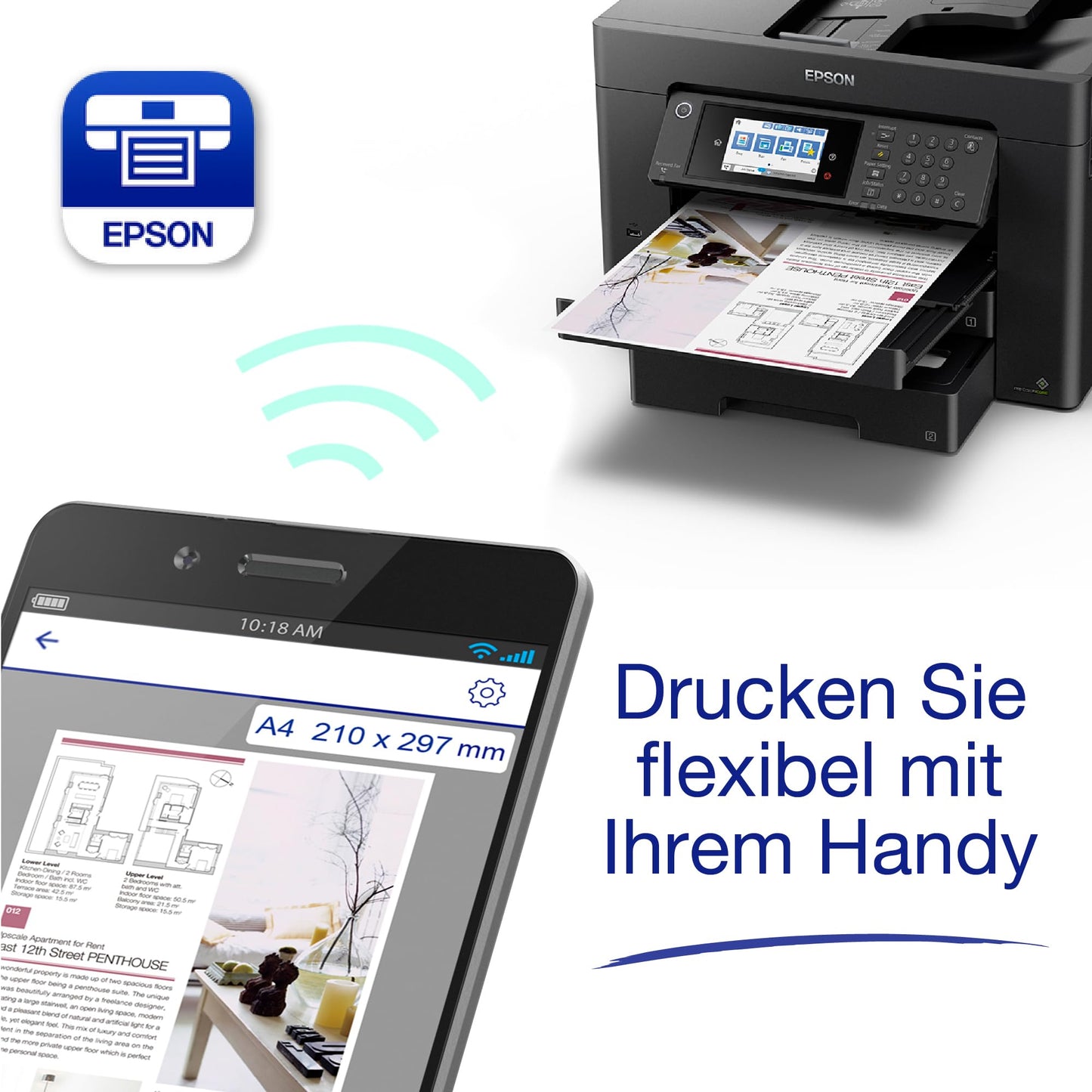Epson Workforce WF-7840DTWF A3+ wireless multifunction inkjet printer including 3 months of free ink with ReadyPrint Flex subscription* - C11CH67402