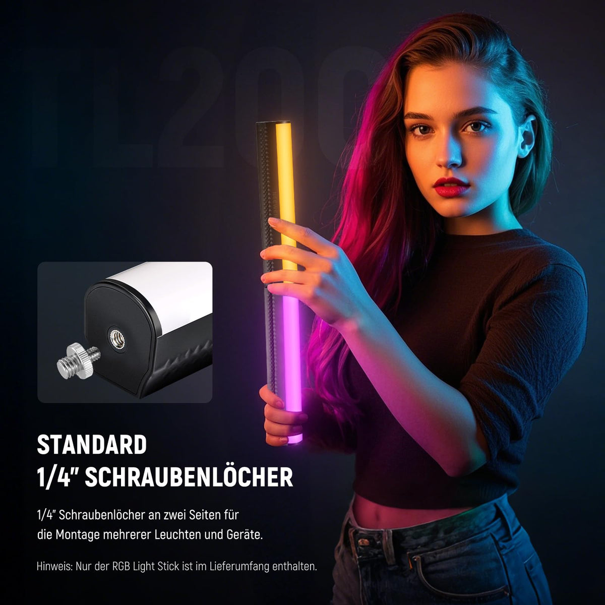 NEEWER RGB Light Stick with Table Tripod, Magnetic Handheld Photography Video Lighting Stick, 2500K-8500K Dimmable CRI95+ Full Color LED Tube Light, 2550mAh Battery, 17 Scenes for Vlog TikTok, TL20C