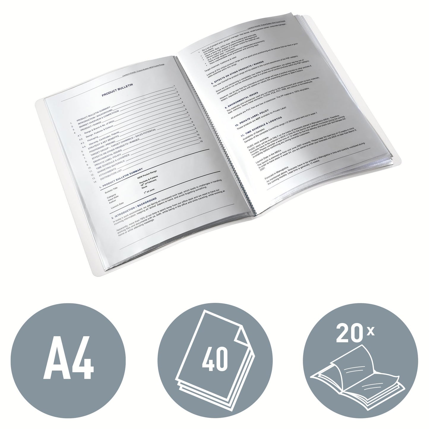 Leitz WOW display book in A4 format, pack of 10, each with 20 transparent pockets for 40 sheets, purple, WOW, 46310062 - 46310062-10