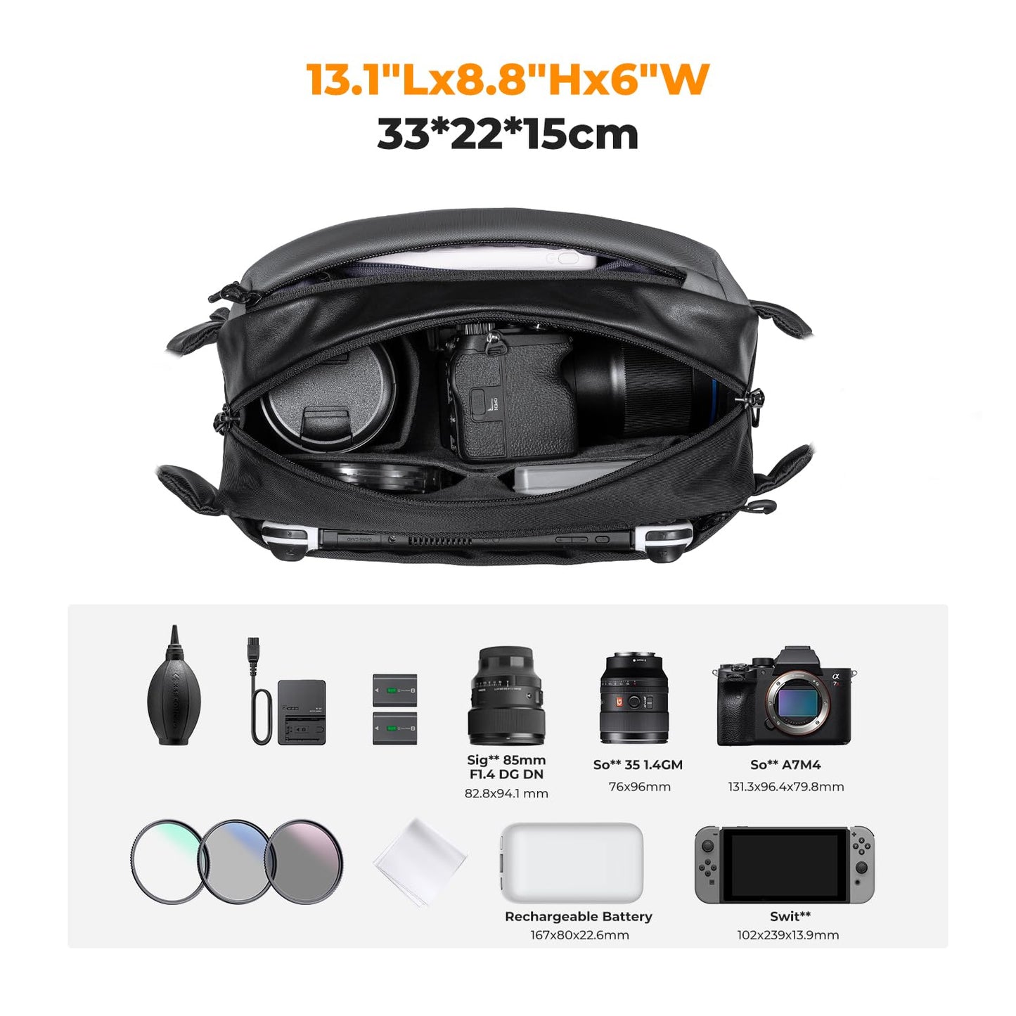 K&F CONCEPT Camera Backpack Shoulder Bag Square Bag Bags for Photographers Camera Rectangle Case Compatible with Canon/Nikon/Sony/DJI Mavic Drone Backpack - AU-KF13.157