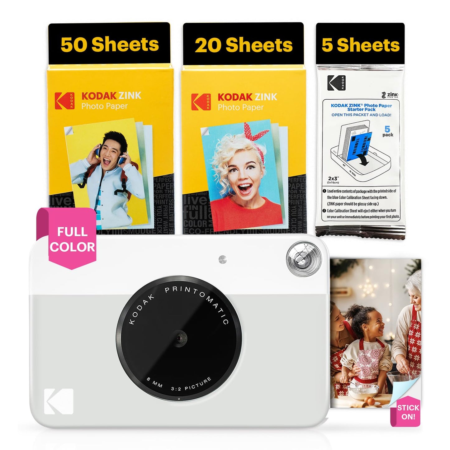 Kodak Printomatic Instant Camera – 75 Sheet Package – 5MP – Zinc 2x3 Photos – Portable – Gray - AMZNBRODMATGR