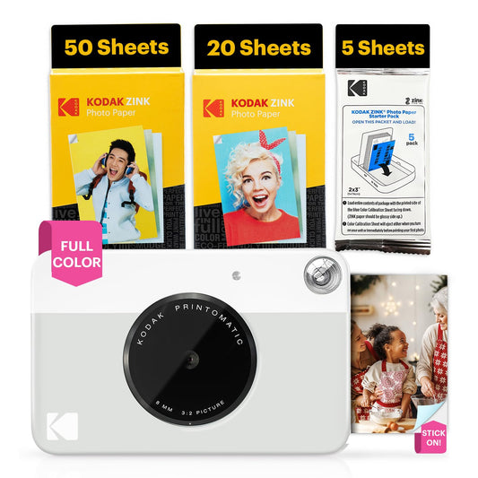 Kodak Printomatic Instant Camera – 75 Sheet Package – 5MP – Zinc 2x3 Photos – Portable – Gray - AMZNBRODMATGR