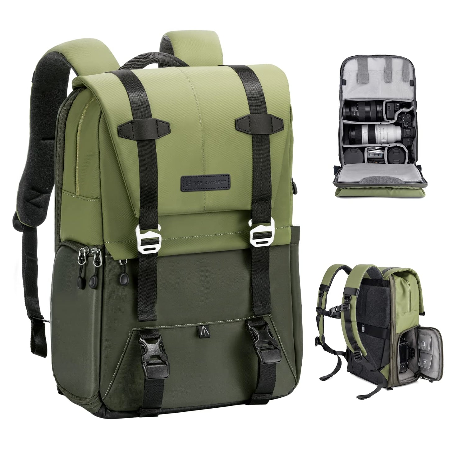 K&F CONCEPT camera backpack 20L, large photo backpack 15.6 inch laptop compartment - KF13.087AV2
