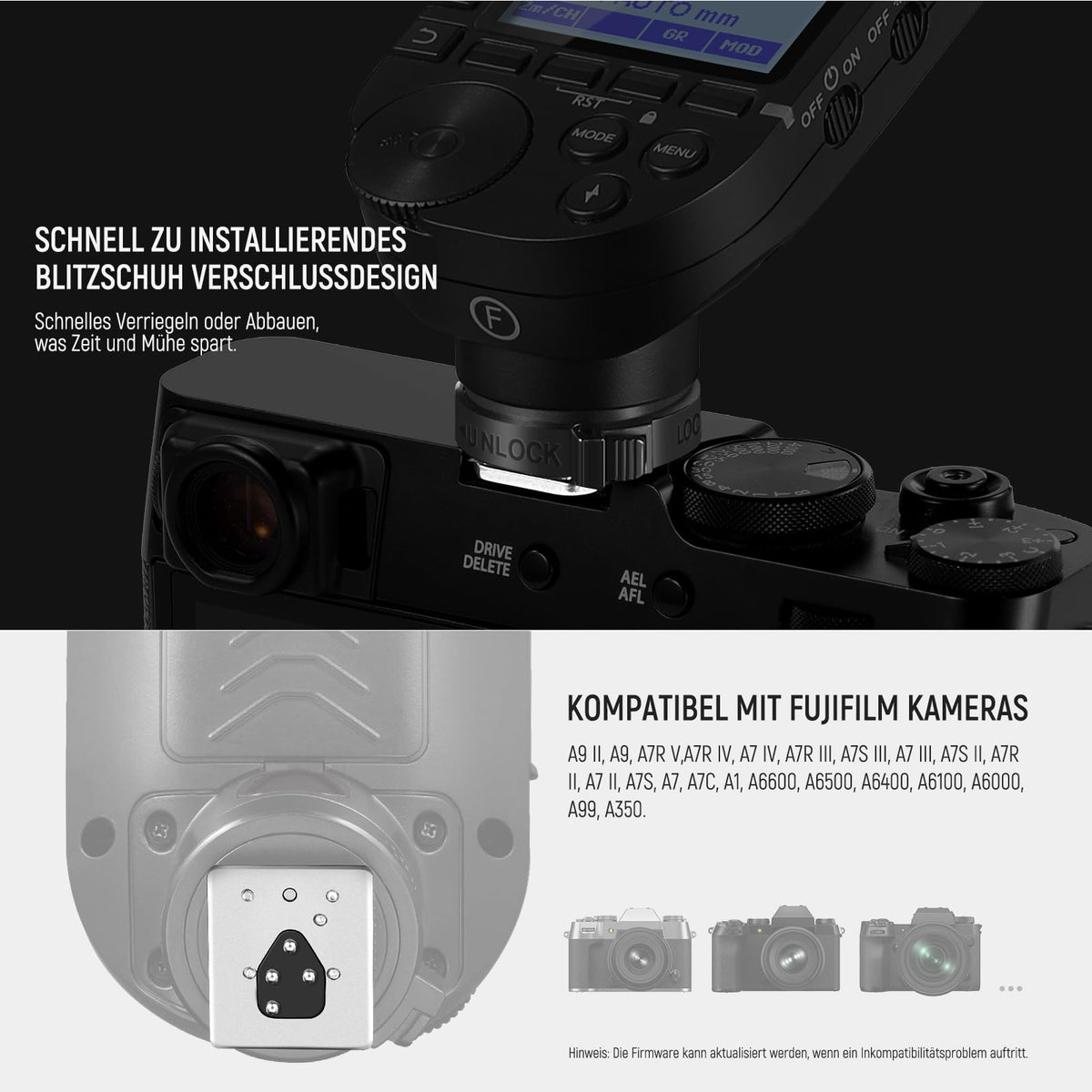 NEEWER Upgraded QPRO-F TTL Wireless Flash Trigger, compatible with Fujifilm 1/8000s HSS, angled large display, 5 groups, 9 customizable functions for Q6 Q4PRO Q120 Z3R Z2PRO Z880 S102-400W PRO
