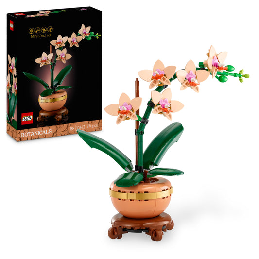 LEGO Botanicals Mini Orchid - Artificial Flower Set for Adults - Houseplant with Terracotta Style Flower Pot - DIY Birthday Gift Idea - 10343