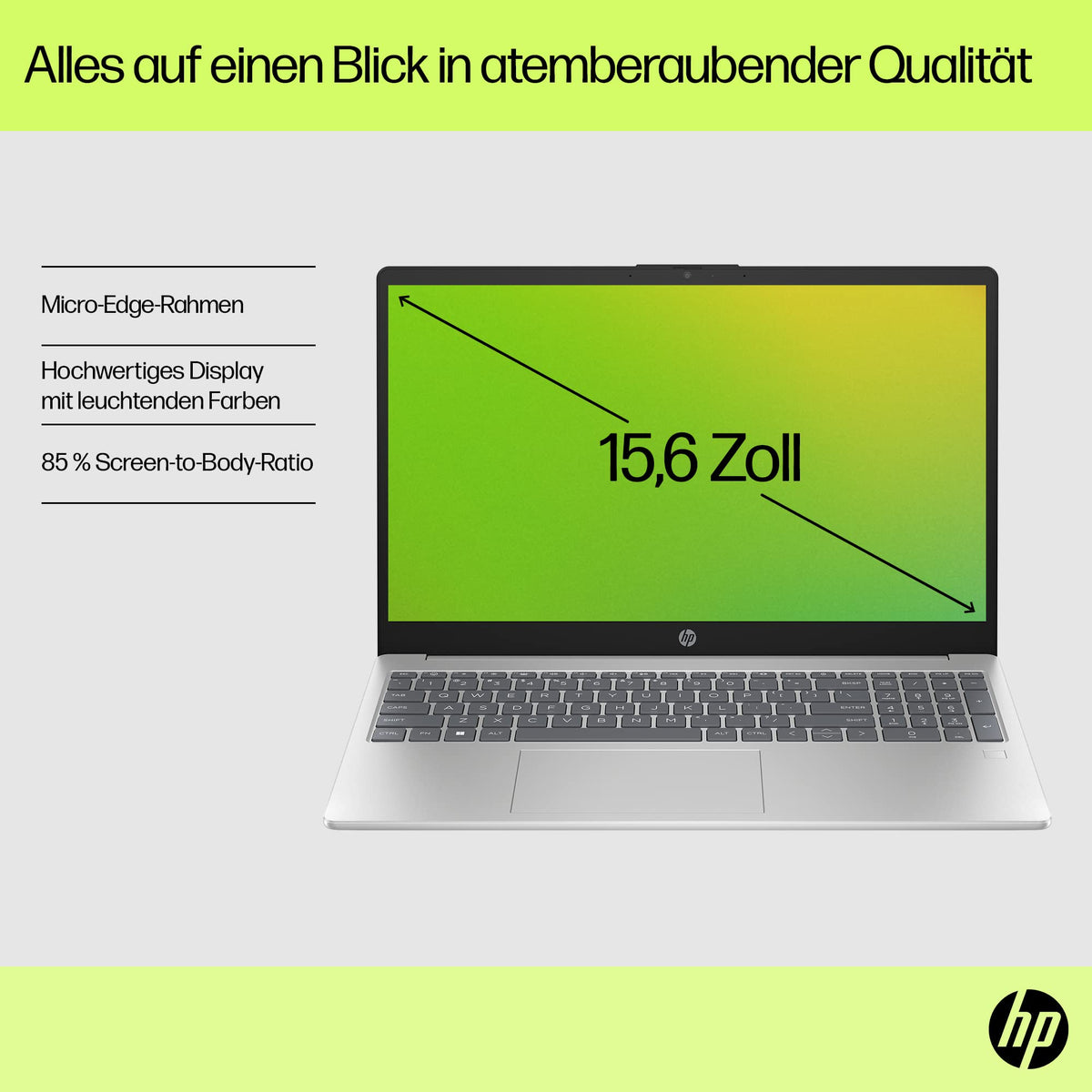 HP Laptop | 15.6" FHD Display | Intel N100 | 4 GB DDR4 RAM | 128 GB UFS | Intel UHD Graphics | Windows 11 Home in S Mode | QWERTY | Natural Silver - BZ8R0EA#ABD