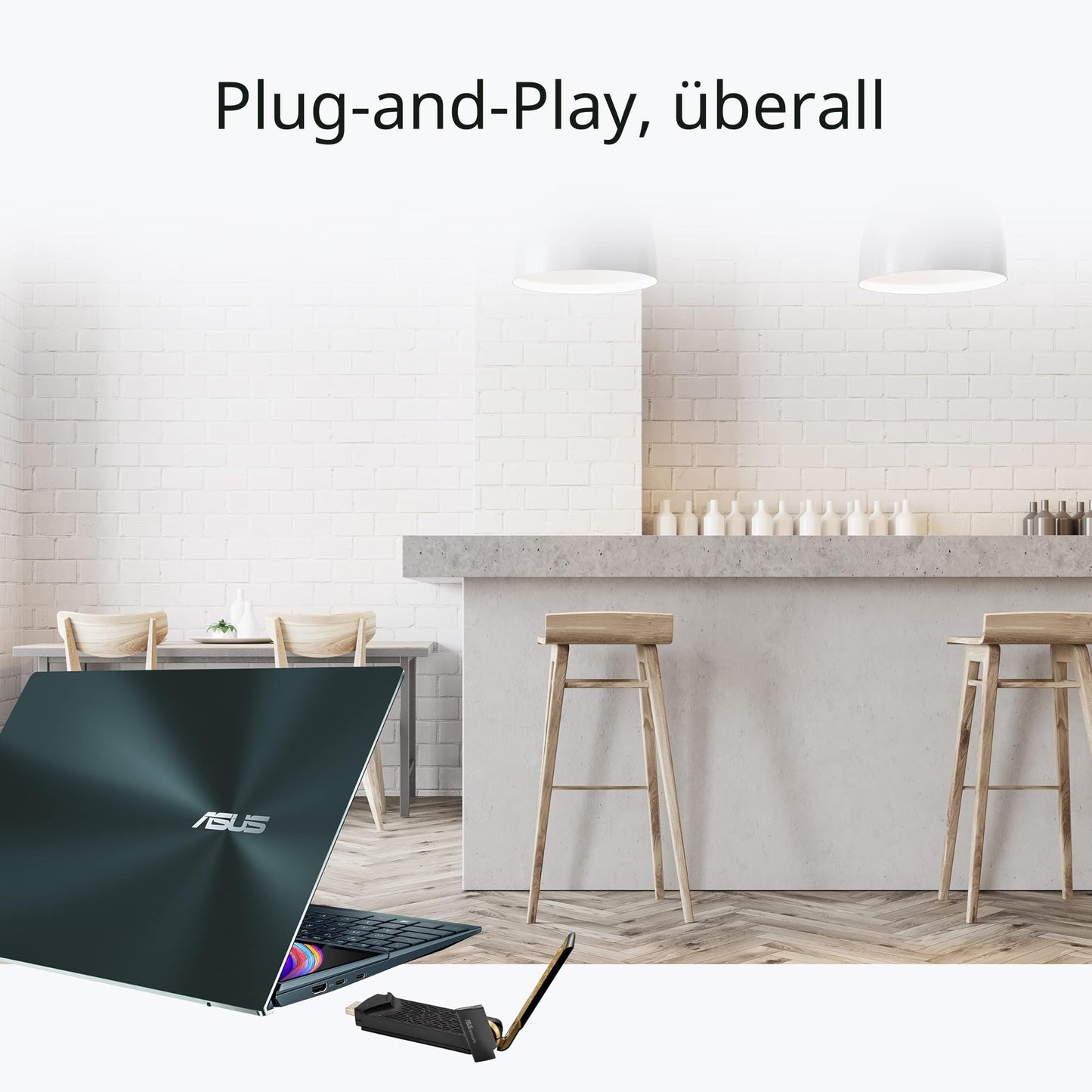 ASUS USB-AX56 Dual-Band AX1800 USB WLAN Adapter (WiFi 6, External Antenna, WPA3 Security, Plug and Play) - 90IG06H0-MO0R00