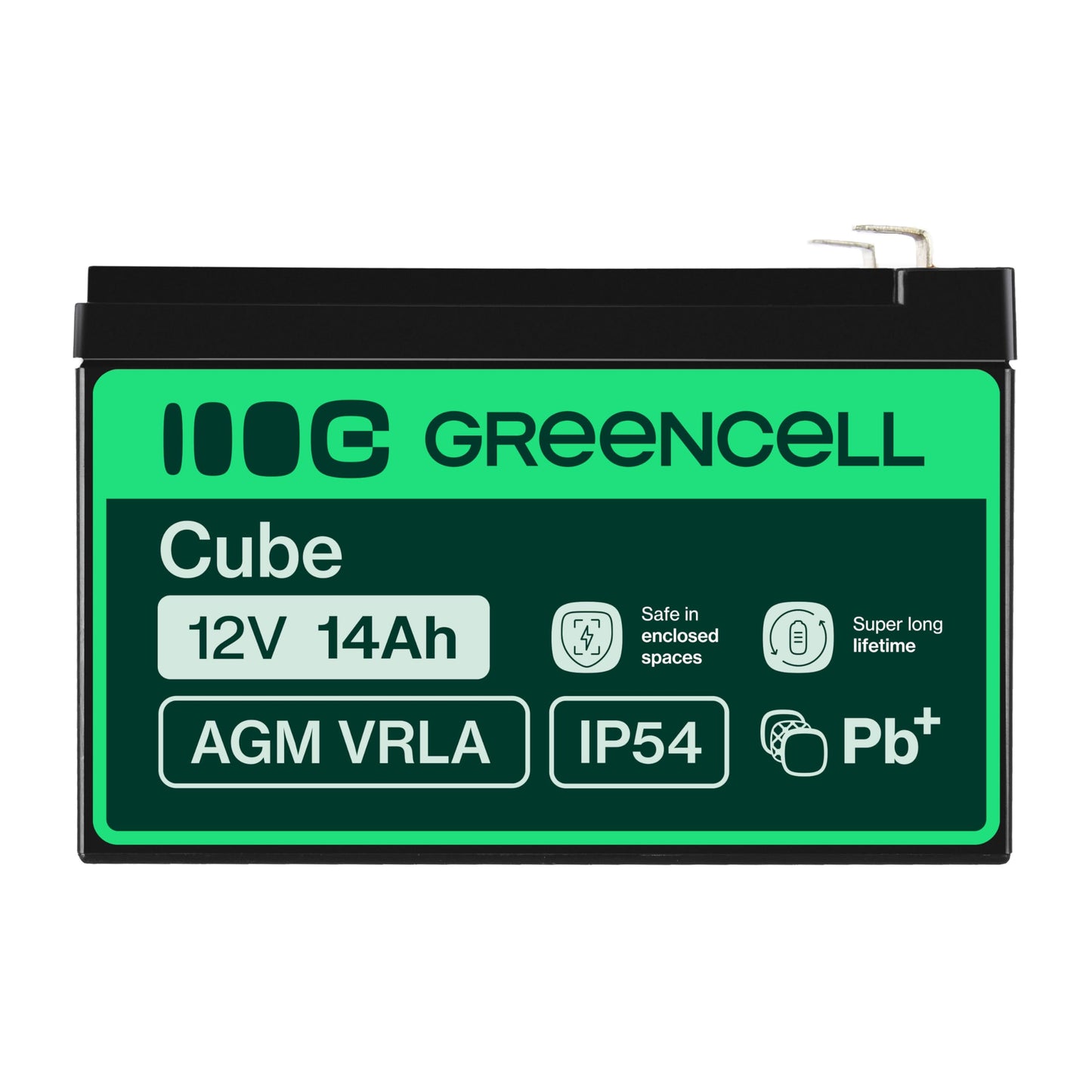 Green Cell AGM 12V 14Ah battery VRLA lead battery lead battery replacement battery gel battery battery cycle-proof unmanned toys, alarm, emergency power, children's vehicles, children's quad, black - 12V14AH