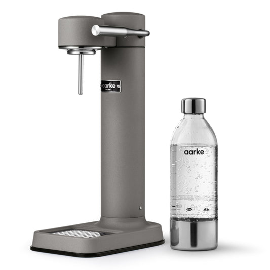 Aarke Carbonator 3, stainless steel sparkling water maker in a modern matt gray finish with BPA-free 1L PET bottle, sparkling water maker for tap water, compatible with 60L CO2 cylinders - AAC3-Matte
