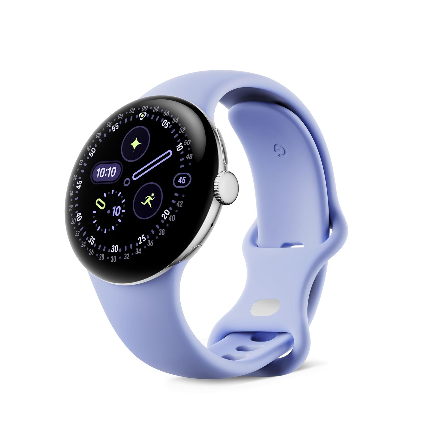 Google Pixel Watch 4 (41mm) - Curved Android smartwatch with fitness tracking and Gemini support - Polished Silver aluminum body - Iris sports band - Wi-Fi